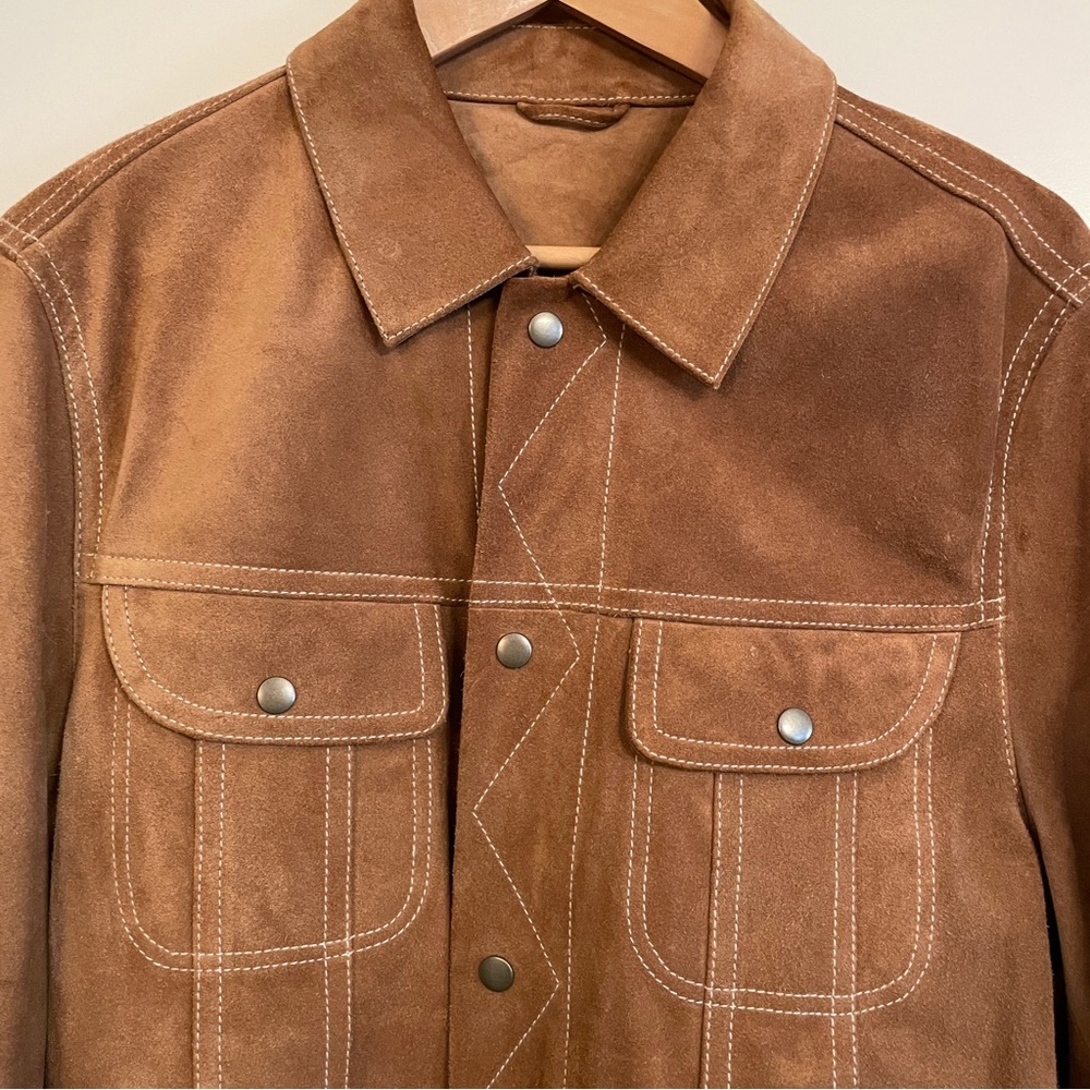 Vince Brown Suede Trucker Jacket - Picture 7 of 7